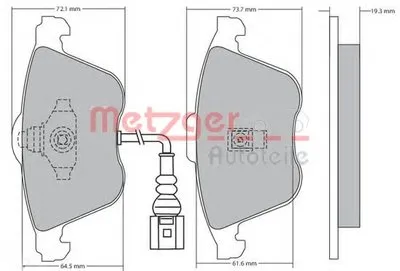 Комплект тормозных колодок, дисковый тормоз METZGER купить