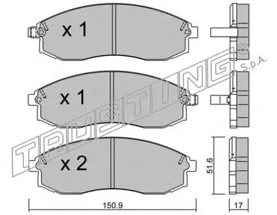 Комплект тормозных колодок, дисковый тормоз TRUSTING купить