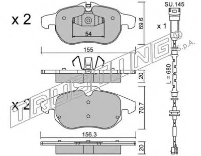Комплект тормозных колодок, дисковый тормоз TRUSTING купить