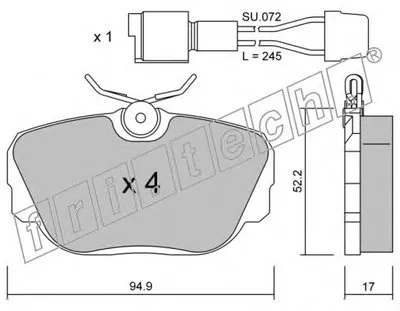 Комплект тормозных колодок, дисковый тормоз fri.tech. купить