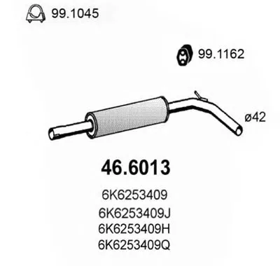 Средний глушитель выхлопных газов ASSO купить