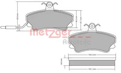 Комплект тормозных колодок, дисковый тормоз METZGER купить