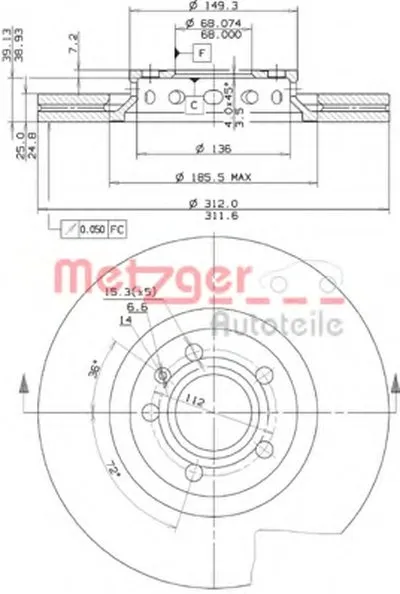 Тормозной диск HIGH CARBON / AP METZGER купить