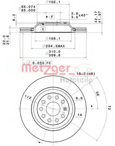 Тормозной диск HIGH CARBON / AP METZGER купить