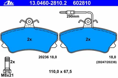 Комплект тормозных колодок, дисковый тормоз ATE купить