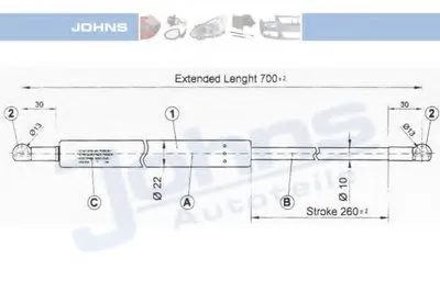 Газовая пружина, крышка багажник JOHNS купить