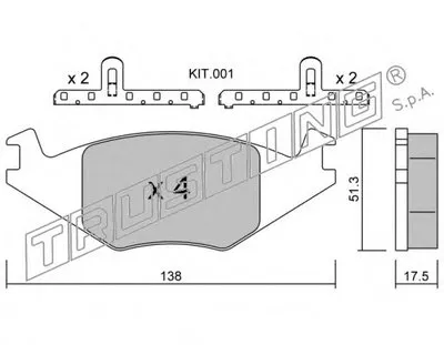 Комплект тормозных колодок, дисковый тормоз TRUSTING купить