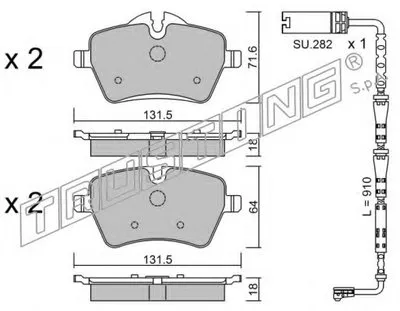 Комплект тормозных колодок, дисковый тормоз TRUSTING купить