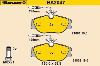 Комплект тормозных колодок, дисковый тормоз BARUM купить