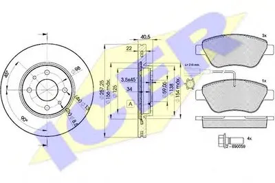 Комплект тормозов, дисковый тормозной механизм ICER купить
