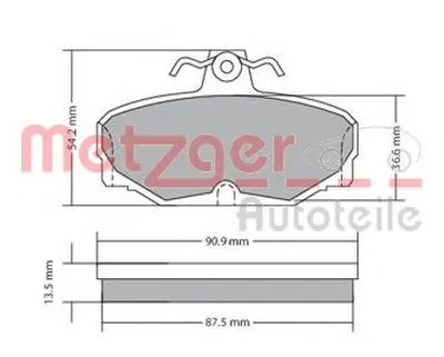 Комплект тормозных колодок, дисковый тормоз METZGER купить
