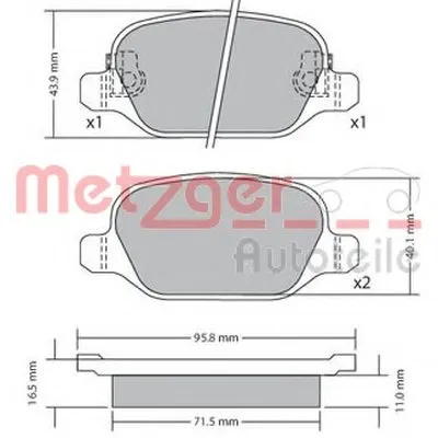 Комплект тормозных колодок, дисковый тормоз METZGER купить