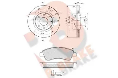 Комплект тормозов, дисковый тормозной механизм R BRAKE купить