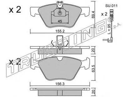 Комплект тормозных колодок, дисковый тормоз TRUSTING купить
