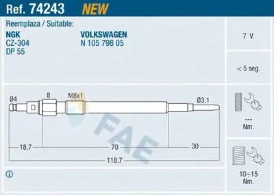 Свеча накаливания FAE купить
