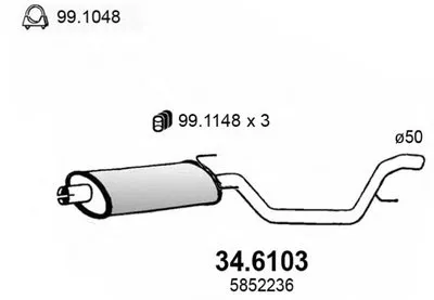 Средний глушитель выхлопных газов ASSO купить