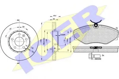 Комплект тормозов, дисковый тормозной механизм ICER купить