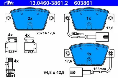 Комплект тормозных колодок, дисковый тормоз ATE купить