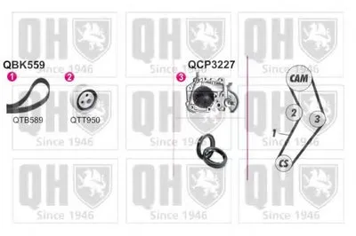 Водяной насос + комплект зубчатого ремня QUINTON HAZELL купить