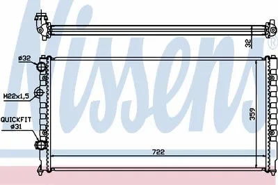 NISSENS VW Радіатор охолодження PASSAT IV 2,8 VR6 93- (722x377x32)