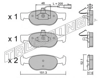 Комплект тормозных колодок, дисковый тормоз TRUSTING купить