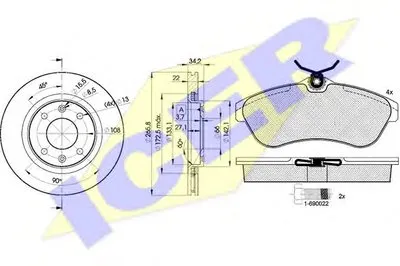 Комплект тормозов, дисковый тормозной механизм ICER купить