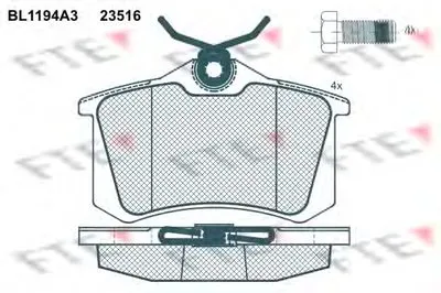 Комплект тормозных колодок, дисковый тормоз FTE купить