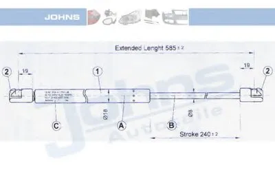Газовая пружина, крышка багажник JOHNS купить