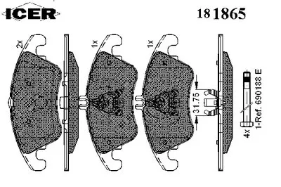 Комплект тормозных колодок, дисковый тормоз ICER купить