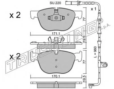Комплект тормозных колодок, дисковый тормоз TRUSTING купить