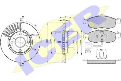 Комплект тормозов, дисковый тормозной механизм ICER купить