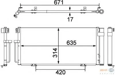 Конденсатор, кондиционер BEHR HELLA SERVICE HELLA купить