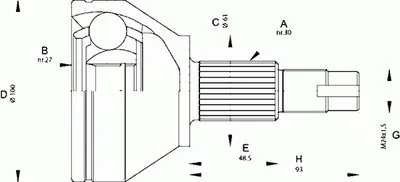 Шарнирный комплект, приводной вал SPIN OPEN PARTS купить