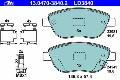 Комплект тормозных колодок, дисковый тормоз ATE Ceramic ATE купить