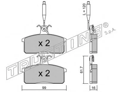 Комплект тормозных колодок, дисковый тормоз TRUSTING купить