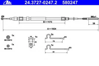 Трос, стояночная тормозная система ATE купить