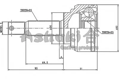 Шарнирный комплект, приводной вал ASHUKI купить