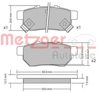 Комплект тормозных колодок, дисковый тормоз METZGER купить