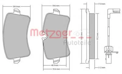 Комплект тормозных колодок, дисковый тормоз METZGER купить
