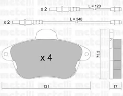 Комплект тормозных колодок, дисковый тормоз METELLI купить