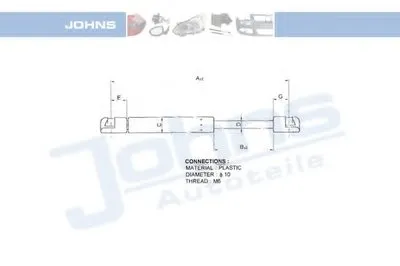 Газовая пружина, крышка багажник JOHNS купить