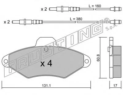 Комплект тормозных колодок, дисковый тормоз TRUSTING купить