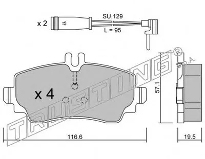 Комплект тормозных колодок, дисковый тормоз TRUSTING купить