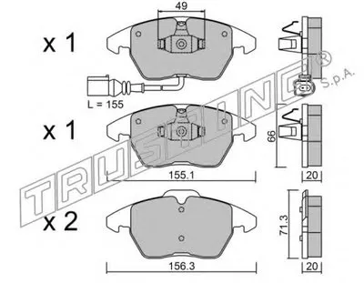Комплект тормозных колодок, дисковый тормоз TRUSTING купить