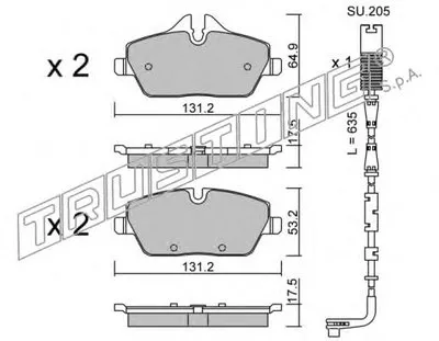 Комплект тормозных колодок, дисковый тормоз TRUSTING купить