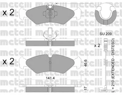 Комплект тормозных колодок, дисковый тормоз METELLI купить