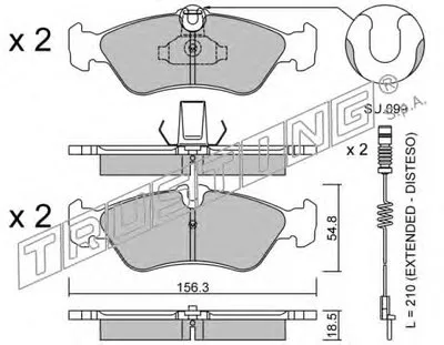 Комплект тормозных колодок, дисковый тормоз TRUSTING купить