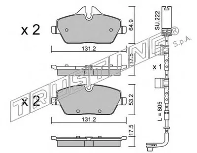 Комплект тормозных колодок, дисковый тормоз TRUSTING купить