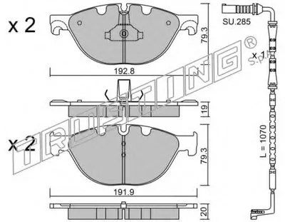 Комплект тормозных колодок, дисковый тормоз TRUSTING купить