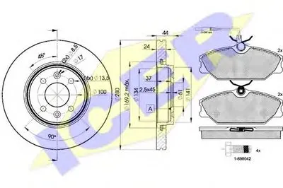 Комплект тормозов, дисковый тормозной механизм ICER купить